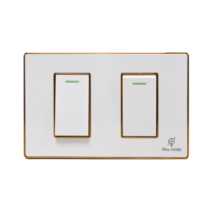 PC Trắng – Viền mạ gold – 2 Công tắc