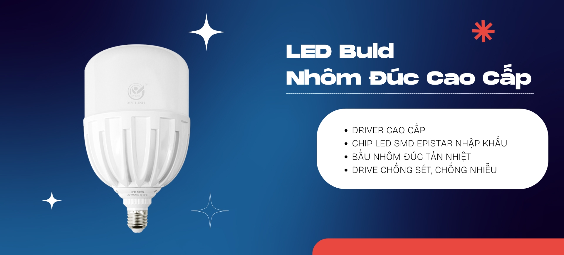 Bóng Đèn Led Bulb Nhôm Đúc Mỹ Linh