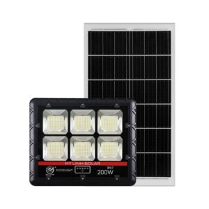 Đèn pha năng lượng mặt trời 200W mặt kính vuông